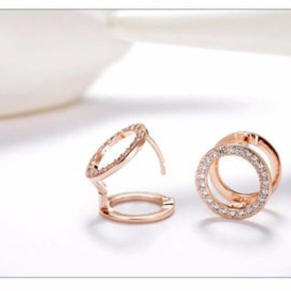 DOUBLE THE LOVE RHINESTONE EARRINGS - Picture 3 of 7